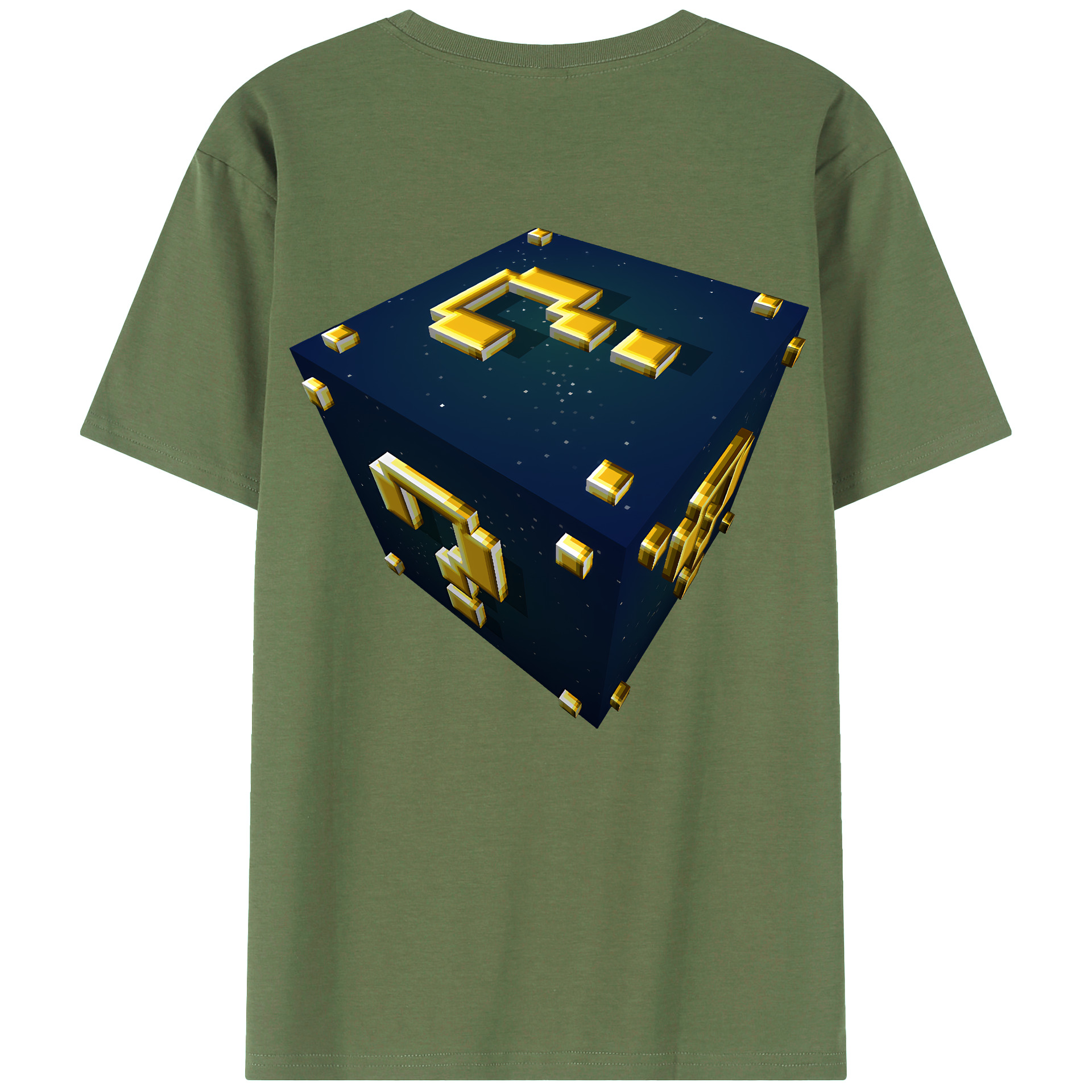 （画像用） マインクラフト ブロックの世界 Minecraft MC Block world 綿100％ メンズ半袖Tシャツ（バックプリント） 通気性
